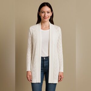 89th & Madison White Open-Knit Cardigan